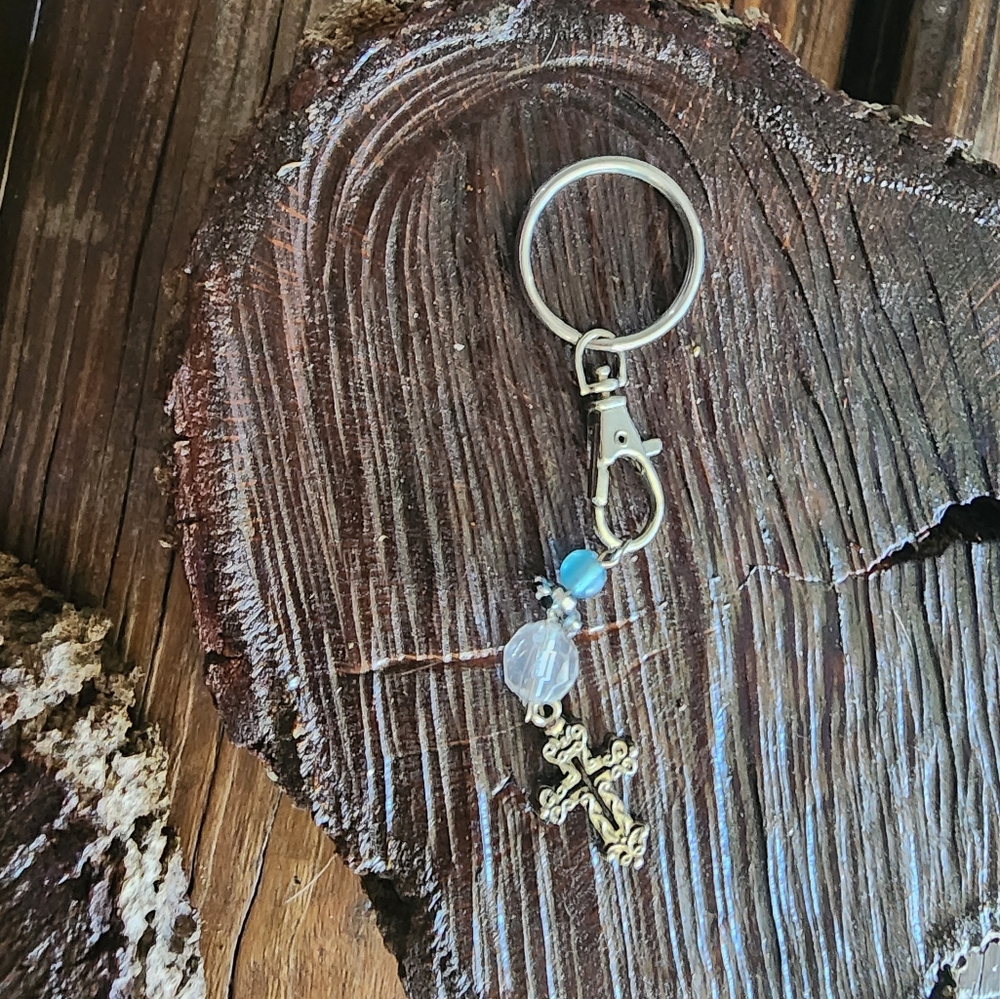 Handmade cross keychain or purse charm